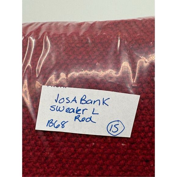 Jos A Bank‎ Sweater 1/4 Zip Men Large Red Speckled Mock Neck Pullover Wool Blend - Picture 9 of 9